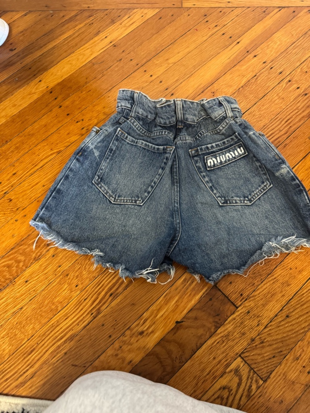 Miu miu paperbag waist denim shorts size 25
